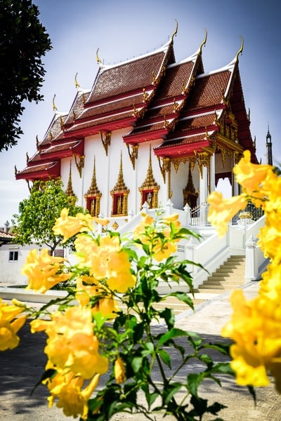 Flowers at Wat Koh Tao Temple in Thailand