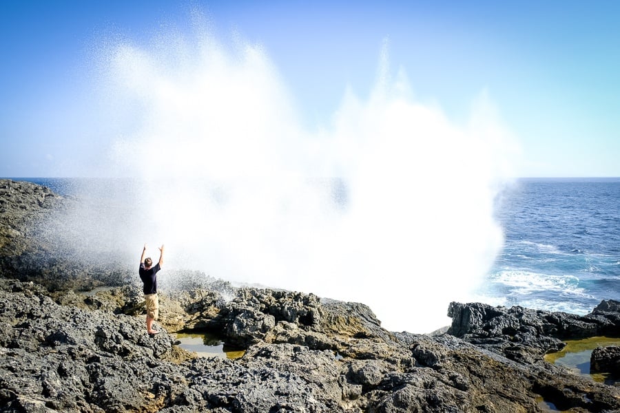 Eruption at Smoke Beach in Nusa Penida, Bali