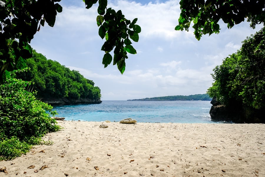 White sand at Puyung Beach in Nusa Penida, Bali